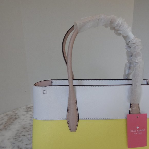 Kate Spade Eva Medium Leather Satchel Yellow NWT - Picture 6 of 11
